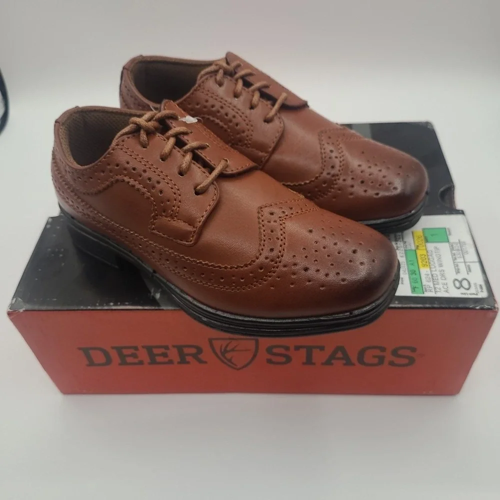 Deer Stags Boy's‎ Ace Brown Oxford Dress Shoes Size 12 New With Box MSRP $60